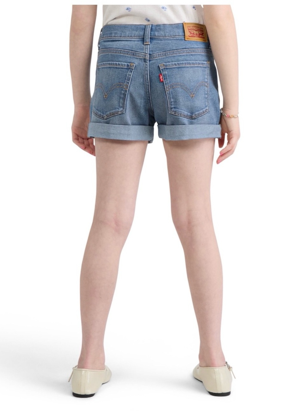 Levi's Light Blue Denim Rolled-Hem Kids Shorts - Picture 7 of 12